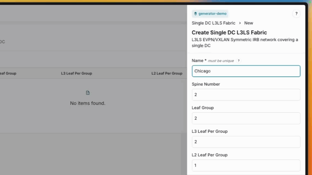 Infrahub Generators: Setting up fabric parameters
