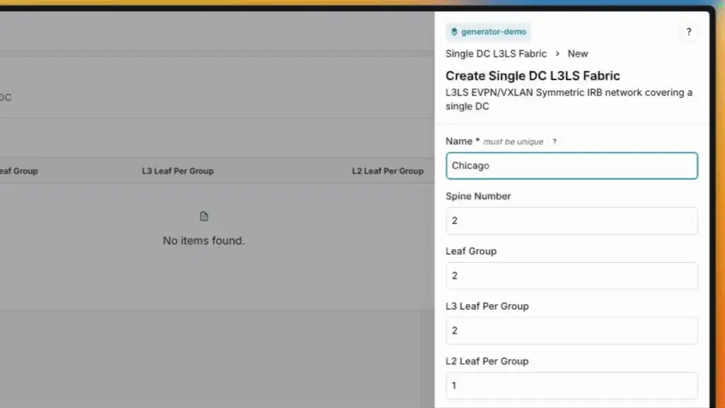 Infrahub Generators: Setting up fabric parameters
