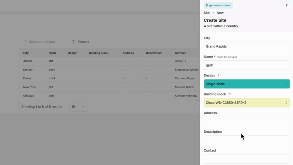 Infrahub Generators: setting new site parameters