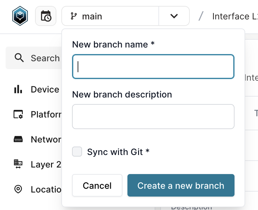 Infrahub: create new branch