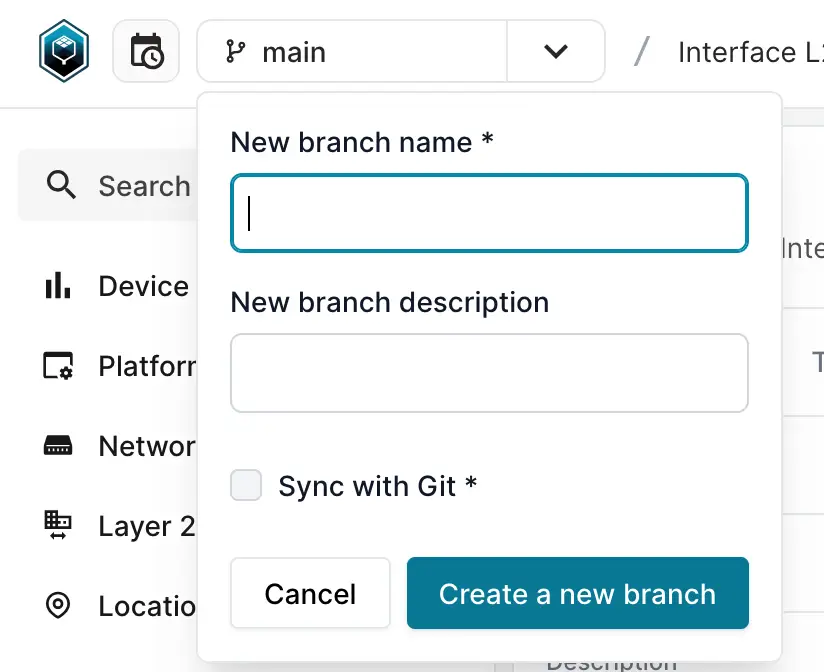 Infrahub: create new branch