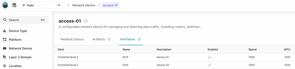 Infrahub screen: add interface 1