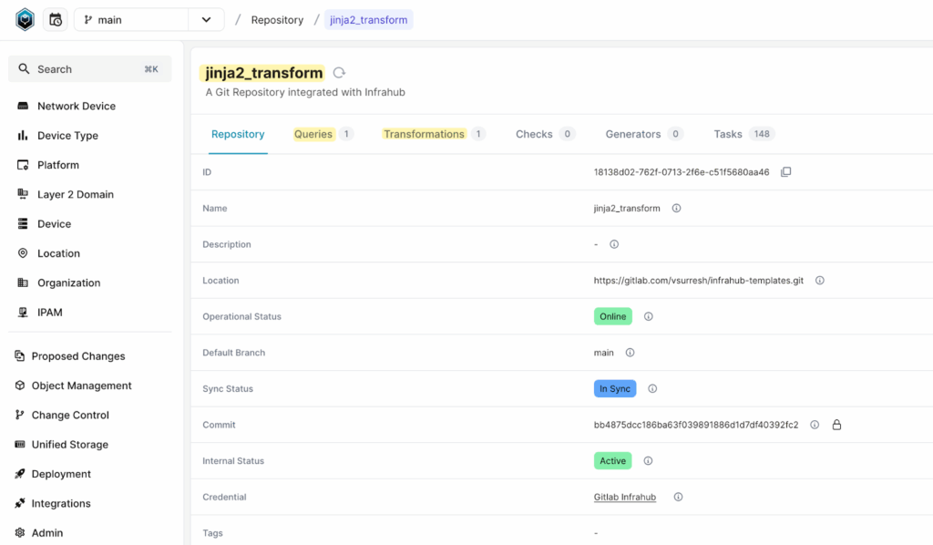 Infrahub: add JInja2 to repository