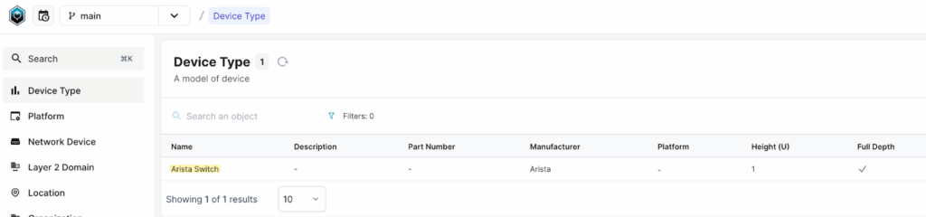Infrahub screen: Create device type
