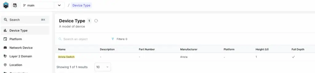 Infrahub screen: Create device type