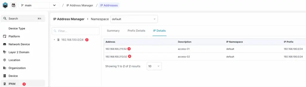 Infrahub screen: Create IP addresses
