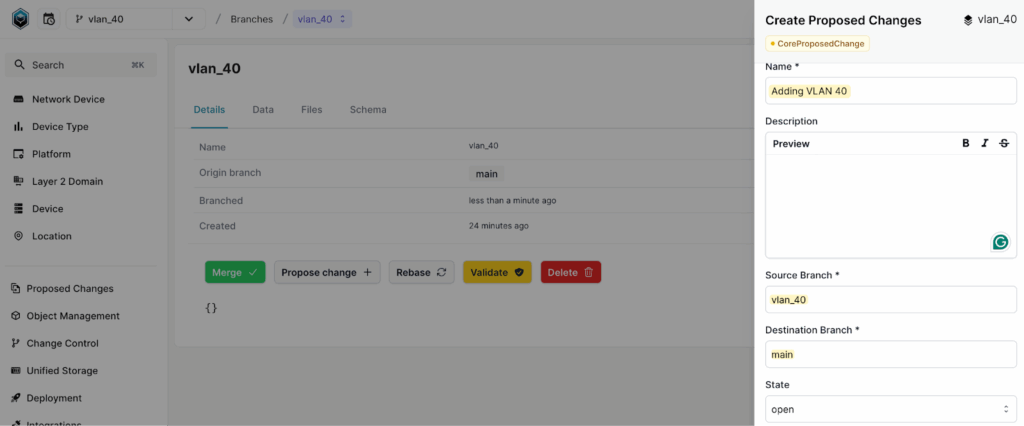 Infrahub: Create Proposed Change