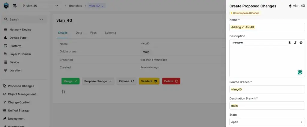 Infrahub: Create Proposed Change