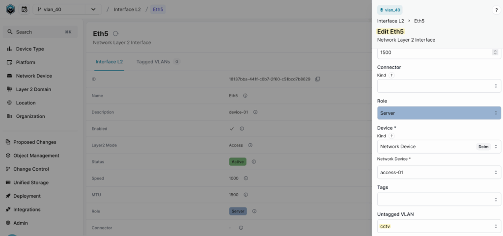 Infrahub: edit interface