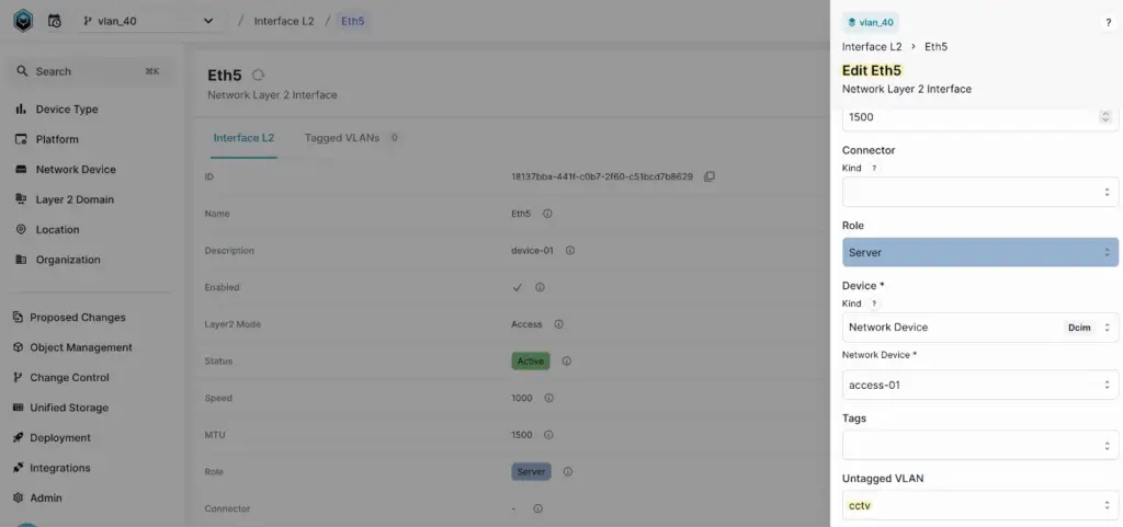 Infrahub: edit interface