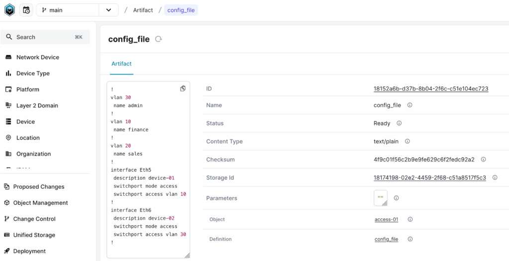 Infrahub: generated configuration artifact