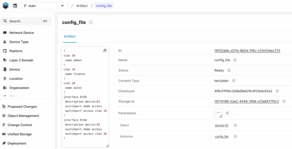 Infrahub: generated configuration artifact