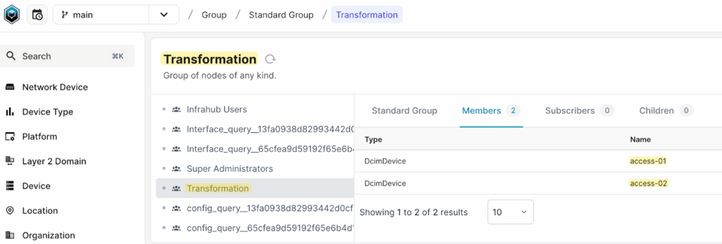 Infrahub: Transformation group
