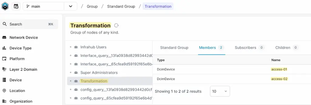 Infrahub: Transformation group