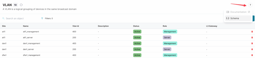 Infrahub Python SDK - inspect schema