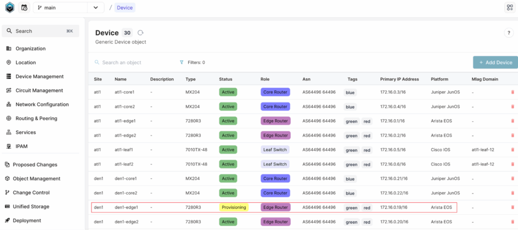 Infrahub Python SDK - matching device