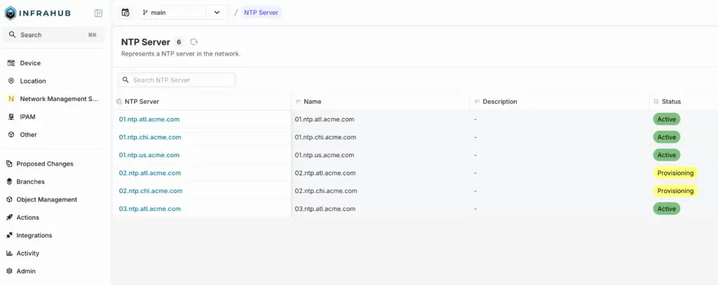 integration testing: Infrahub initial screen