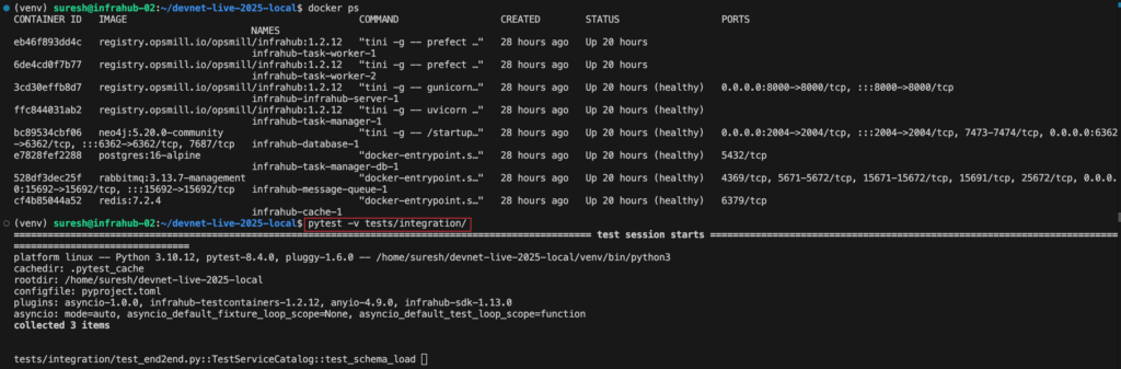 integration testing: pytest docker ps