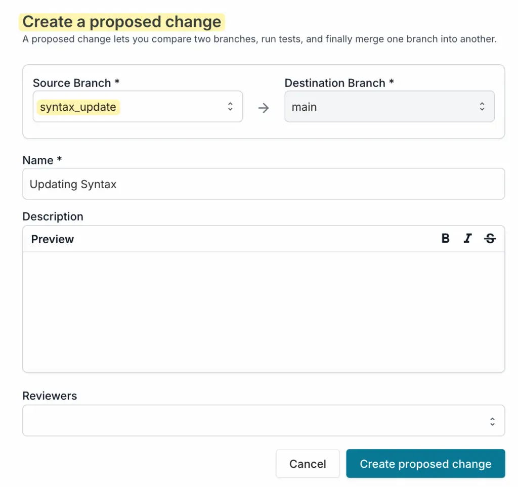 Infrahub pytest plugin - proposed change screemshot