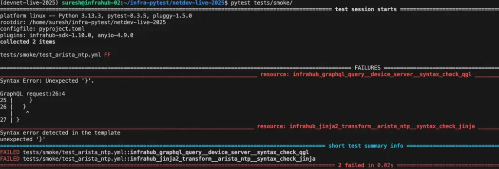 pytest smoke test fail screenshot