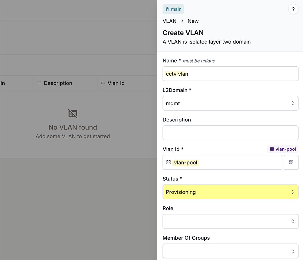 allocating vlans from the vlan number pool in Infrahub Resource Manager