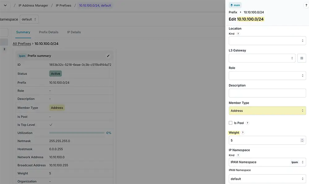 allocating weight 5 in Infrahub Resource Manager