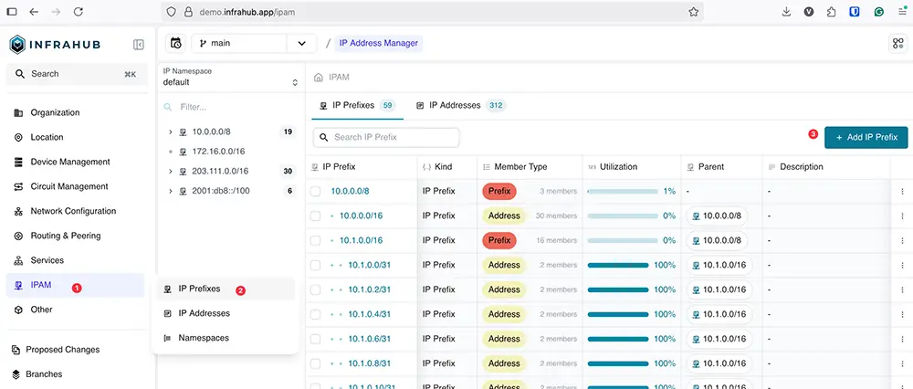 creating an IP prefix in Infrahub Resource Manager