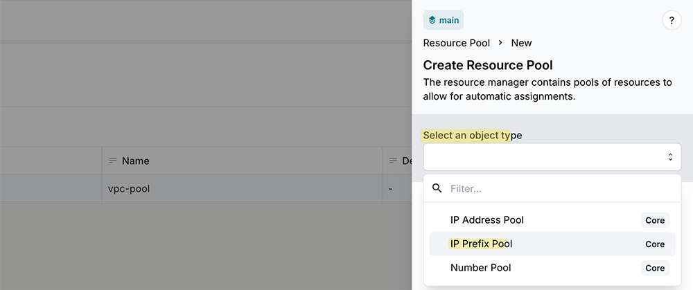 creating ip prefix pool in Infrahub Resource Manager
