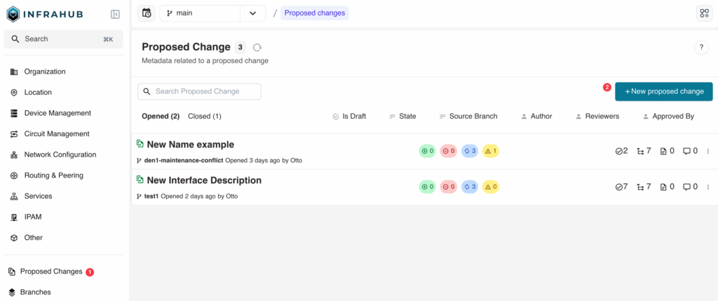 proposed change in infrahub's change management workflow