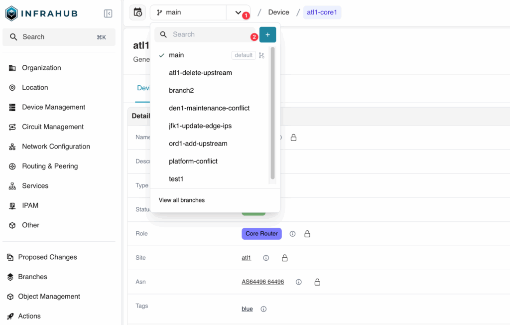 create branch in change management workflow