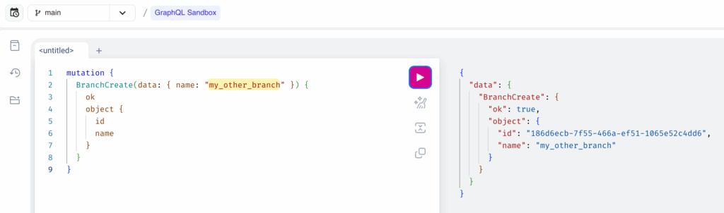 new branch created in Infrahub with GraphQL