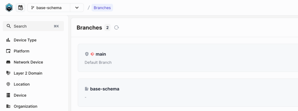new Infrahub schema in new branch