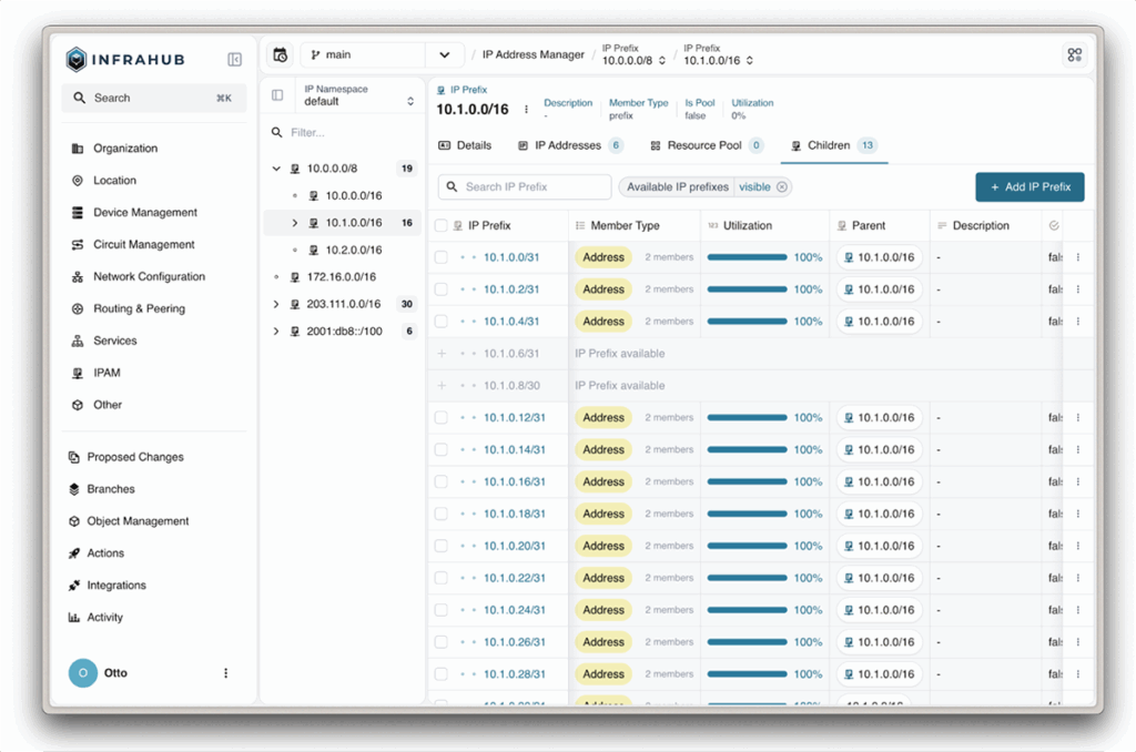 Infrahub's IP address manager