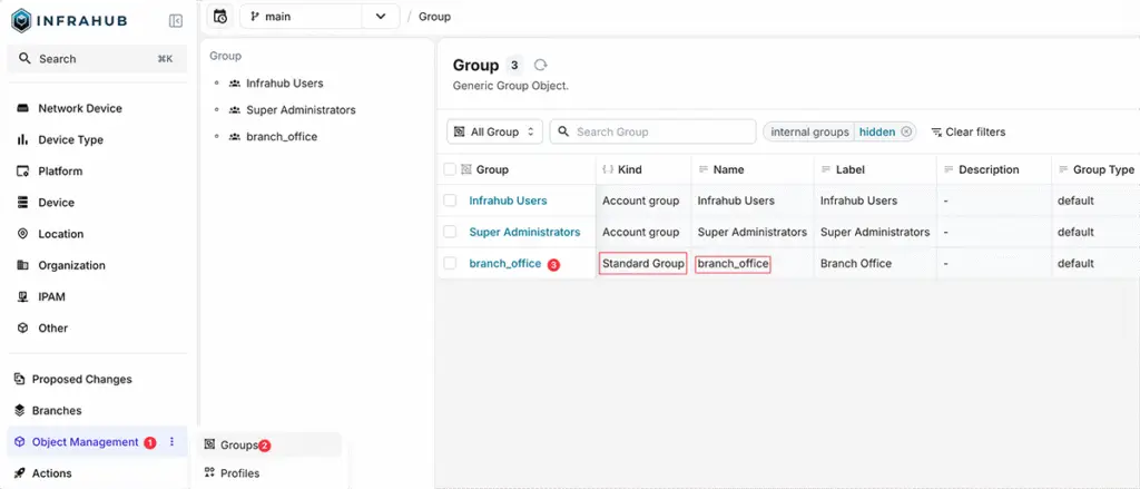 creating a group in infrahub generator workflow